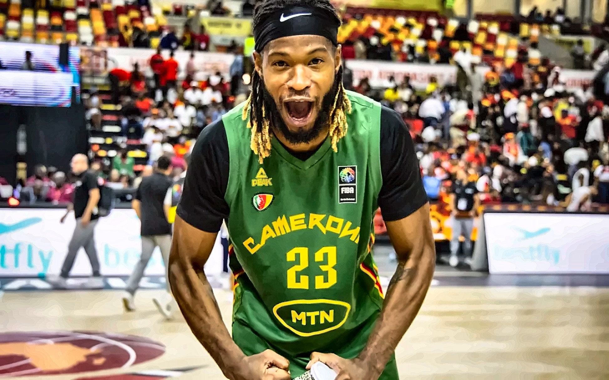 Lion Indomptable célèbre la victoire face à l'Égypte · AfroBasket 2025 Luanda